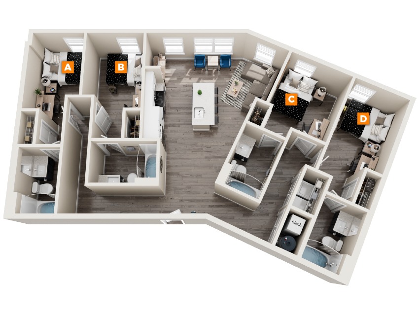 D10 - 4x4 Floor plan