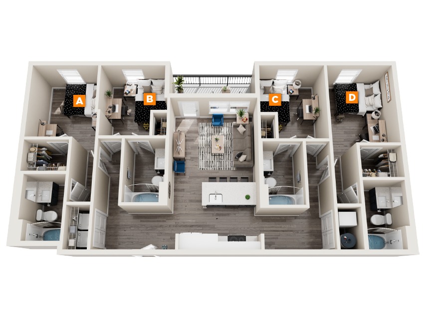 D18 - 4x4 Floor plan