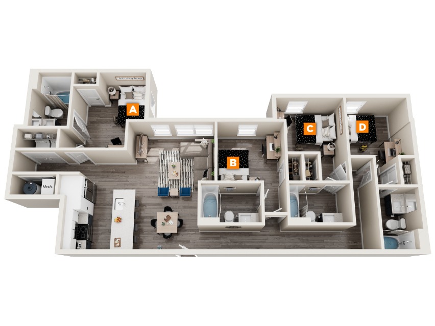 D4 DELUXE - 4x4 Floor plan