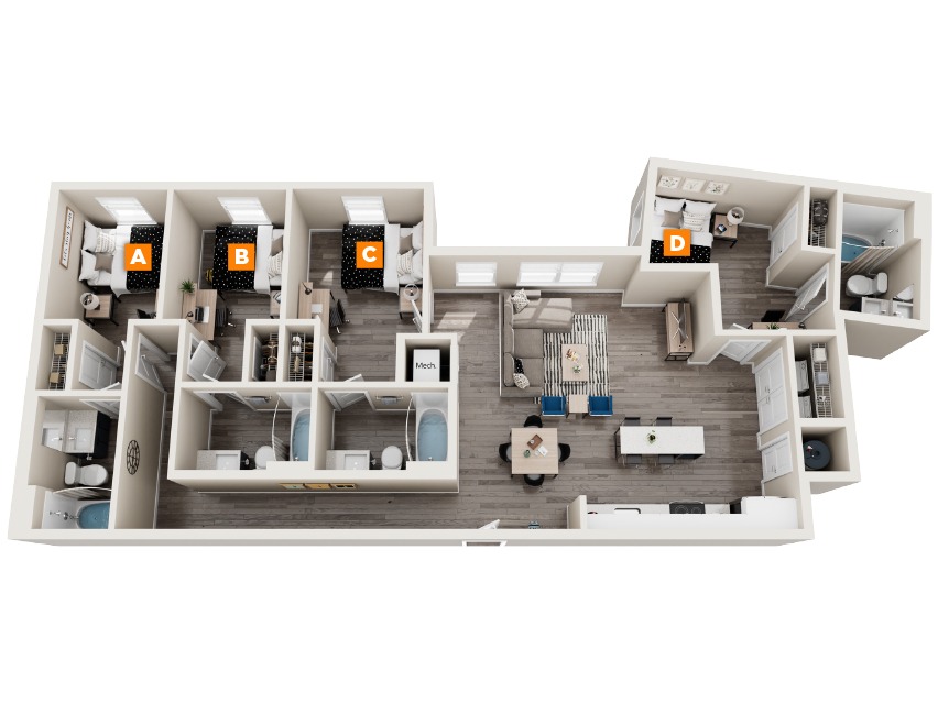 D6 DELUXE - 4x4 Floor plan